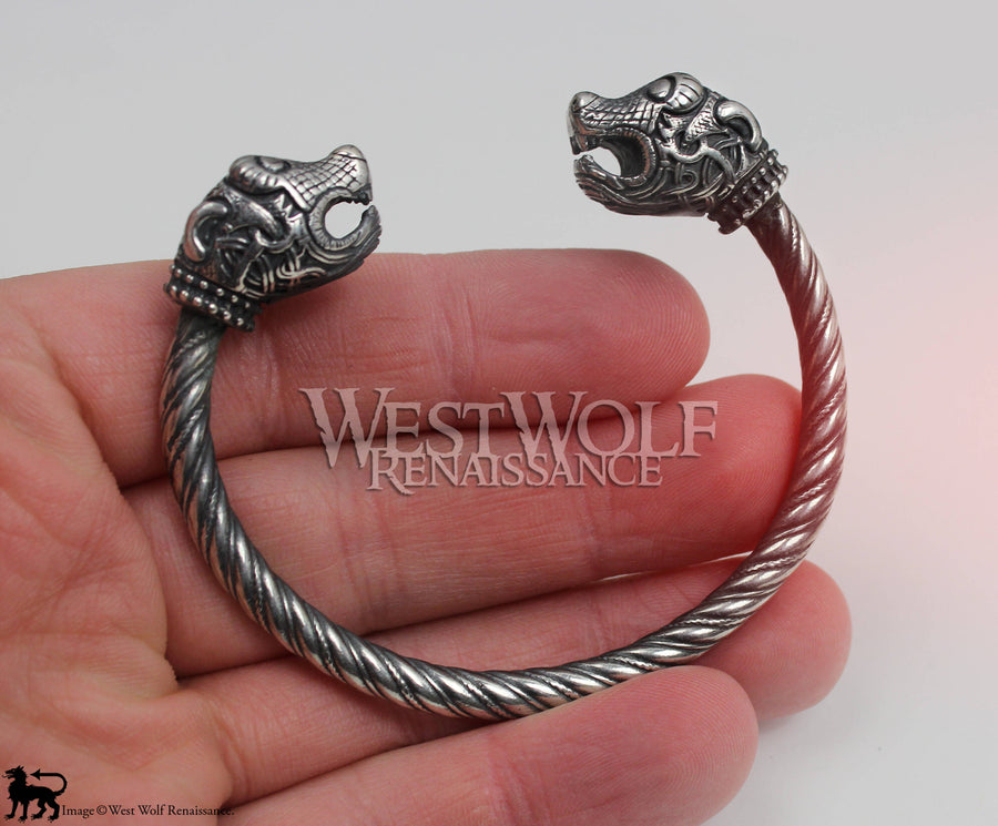 Viking Oseberg Sea Dragon Bracelet - Solid Sterling Silver