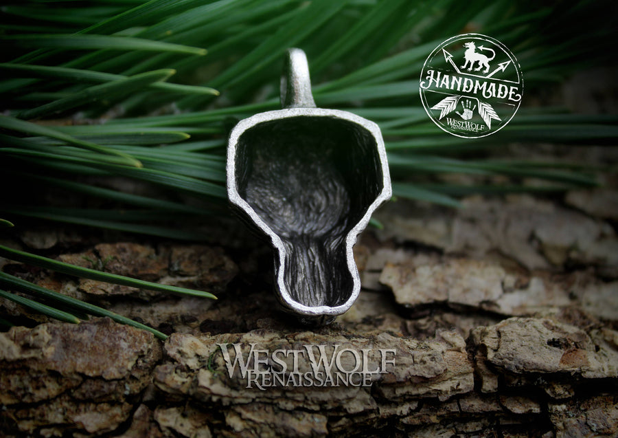 Silver Viking Wolf Head Pendant