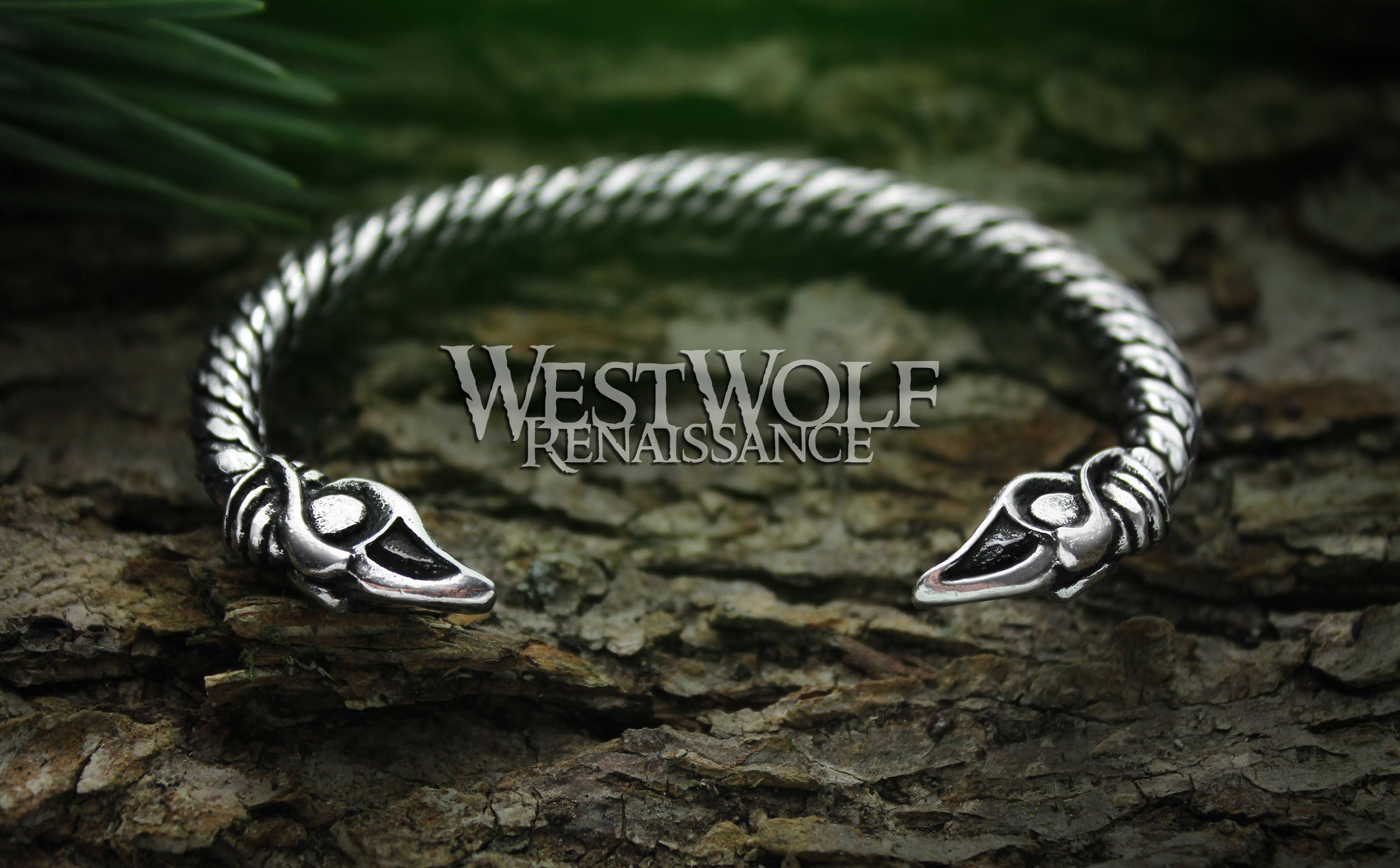 Silver Viking Raven Bracelet with Odin's Ravens Hugin and Munin