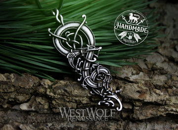 Viking Dragon Pendant with Curled and Knotted Body