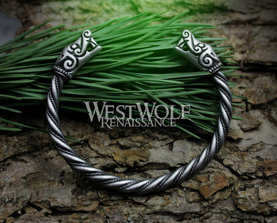 Silver Viking Dragon Beast Bracelet