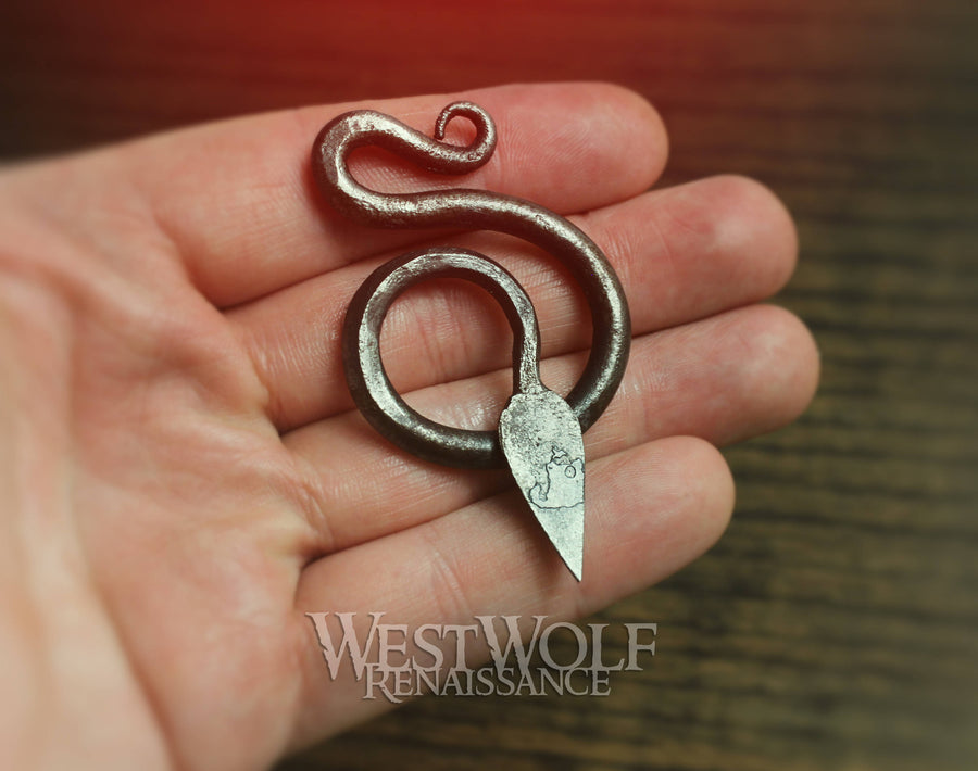 Hand-Forged Steel Serpent Pendant - Hammered Snake