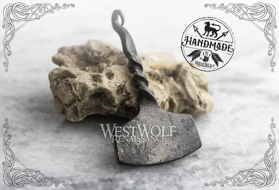 Hand-Forged Twisted Steel Thor's Hammer Pendant - Simple Design