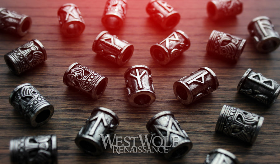 Viking Beads with Norse Runes for Jewelry or Beards/Hair/Dreadlocks
