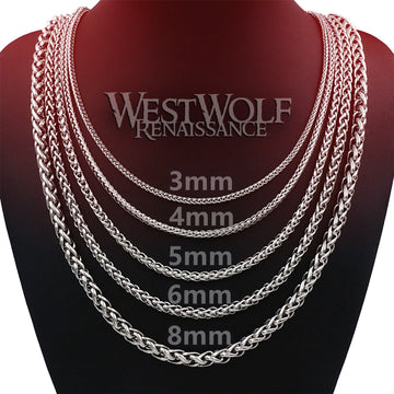 Braided Wheat Style Chains for Pendants in Multiple Sizes - High Quality Stainless Steel