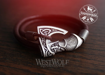 Viking Leather Axe Bracelet in Multiple Sizes - Perun's Axe Wristband
