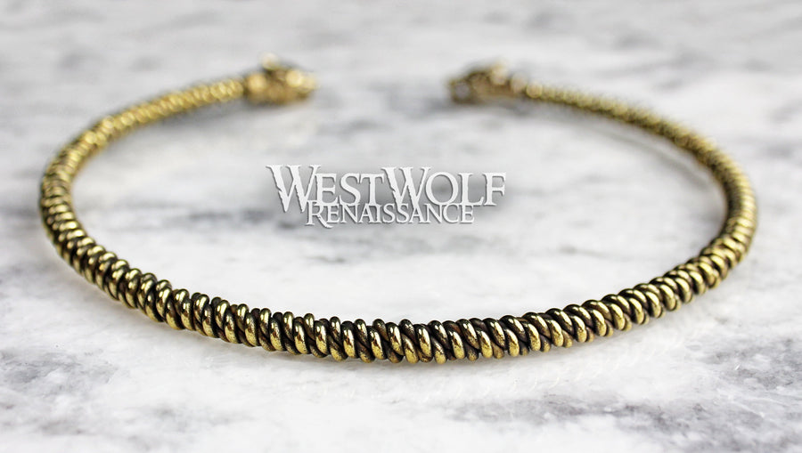 Viking Fenrir Wolf Head Neck Torc with Knit Style Bangle