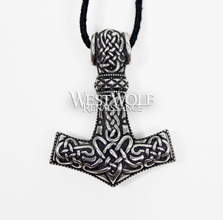Viking Stainless Steel Thor's Hammer Mjolnir Pendant Necklace Vintage Norse  Odin Viking Valknut Necklace Men Chain Biker Jewelry