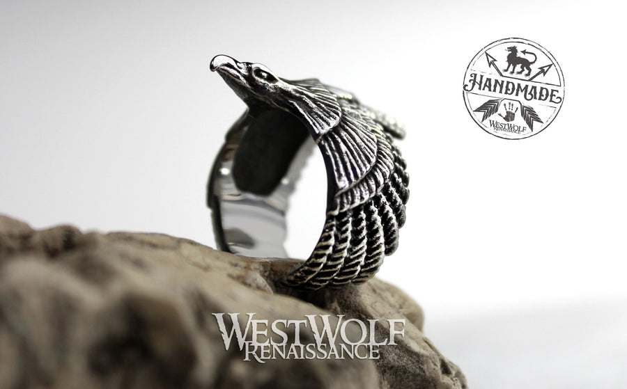 Norse Flying Eagle Ring - Stainless Steel