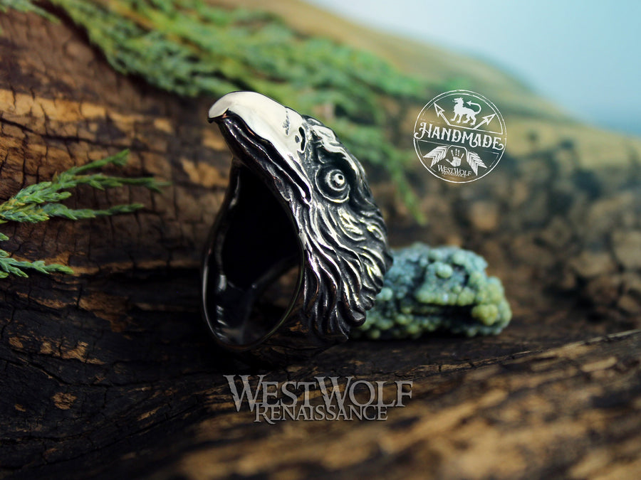 Viking Eagle Head Ring - Stainless Steel