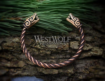 Norse Serpent Bracelet | Dragon / Snake Head Bracelet - Pewter Small: 5.5 (14cm) - 6.5 (17cm) / Pewter