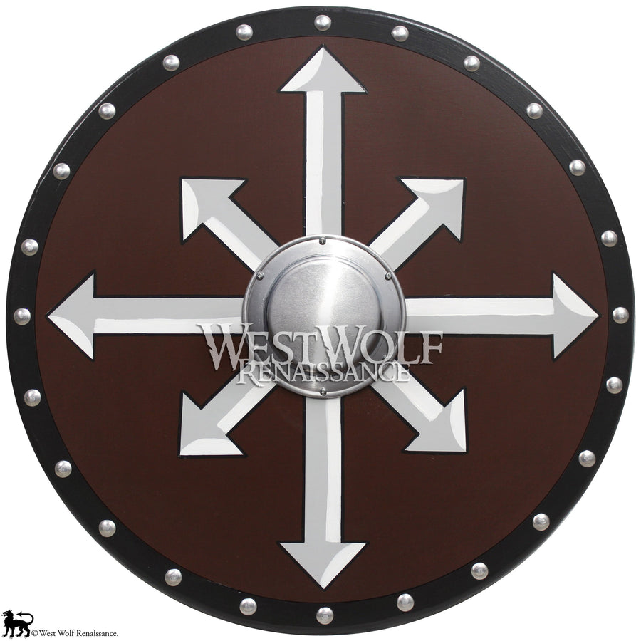 Round Wooden Viking Chaos Cross Arrows Shield