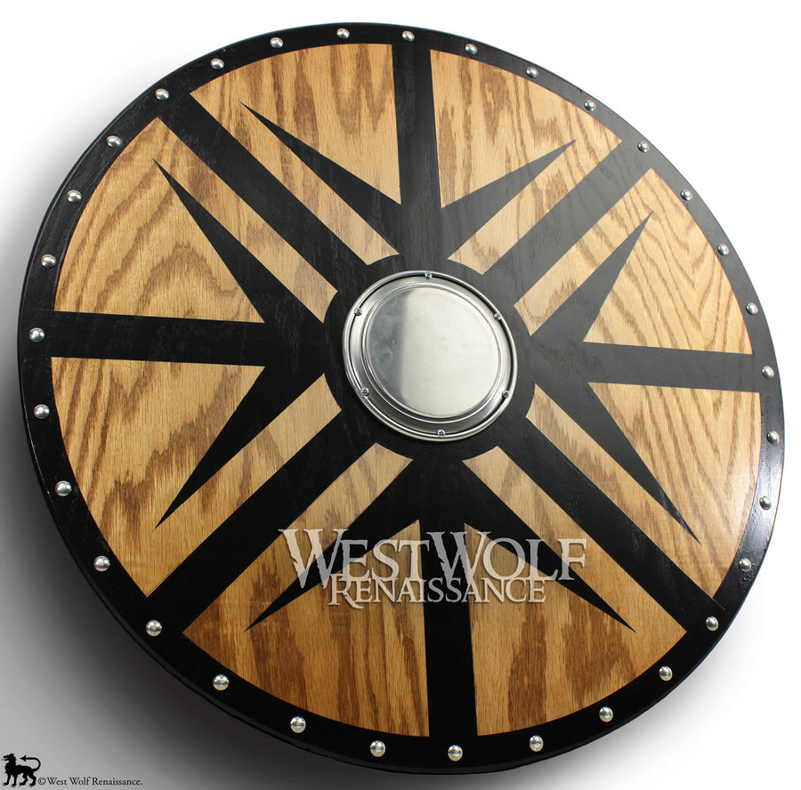 Viking Black Arrow Berserker Shield - Made of Solid Oak