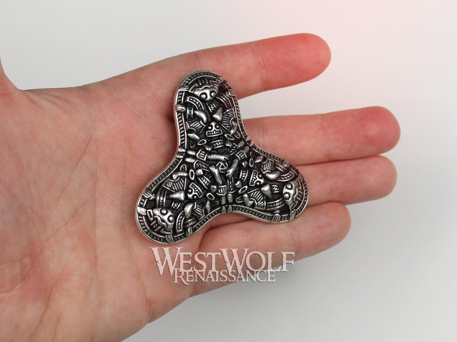 Viking Trefoil Brooch or Pin - Borre Style Viking Art - in Silver or Bronze