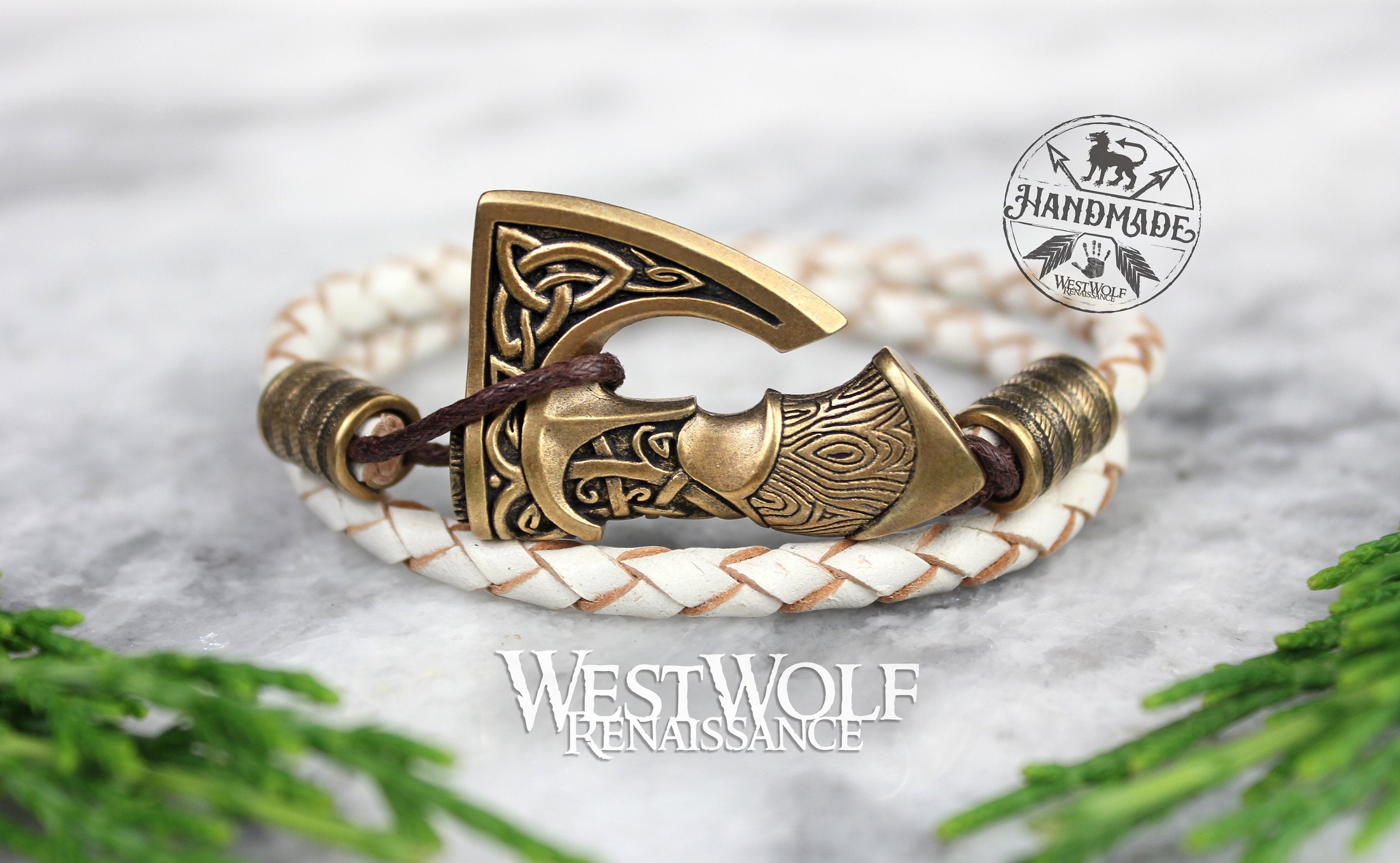 Viking Leather Axe Bracelet in Multiple Sizes - Perun's Axe