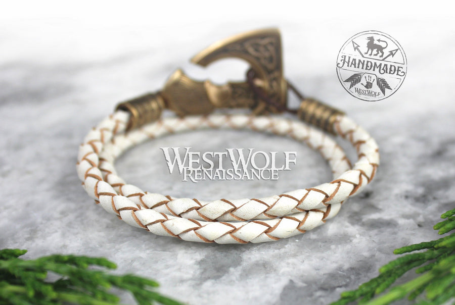 Viking Leather Axe Bracelet in Multiple Sizes - Perun's Axe Wristband