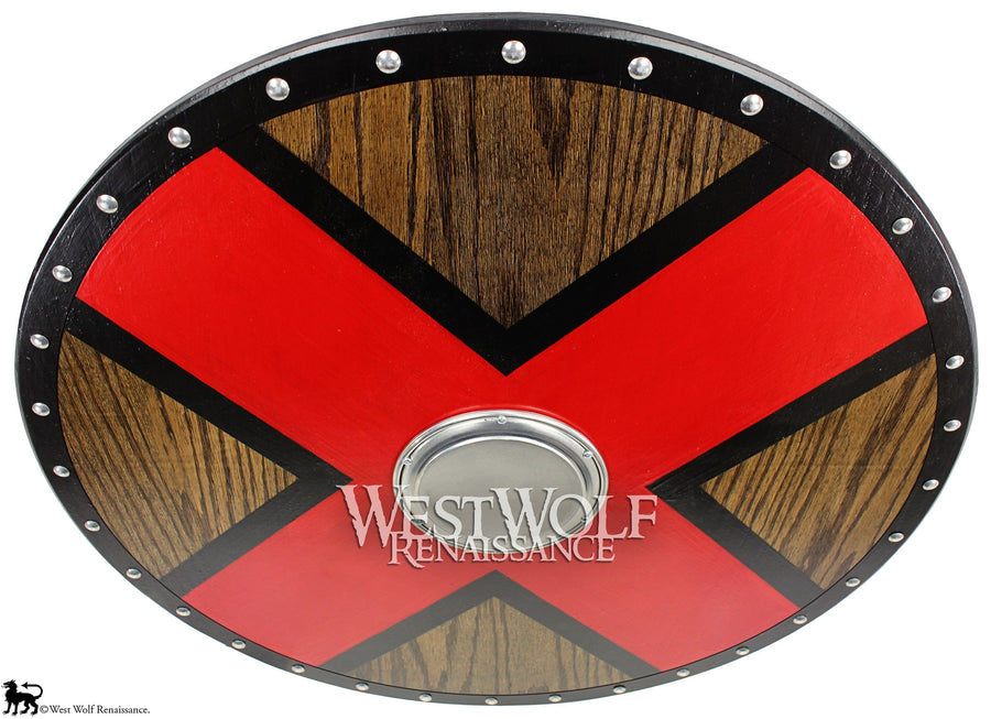 Solid Oak Wood Viking X Cross Shield - Norse Armor