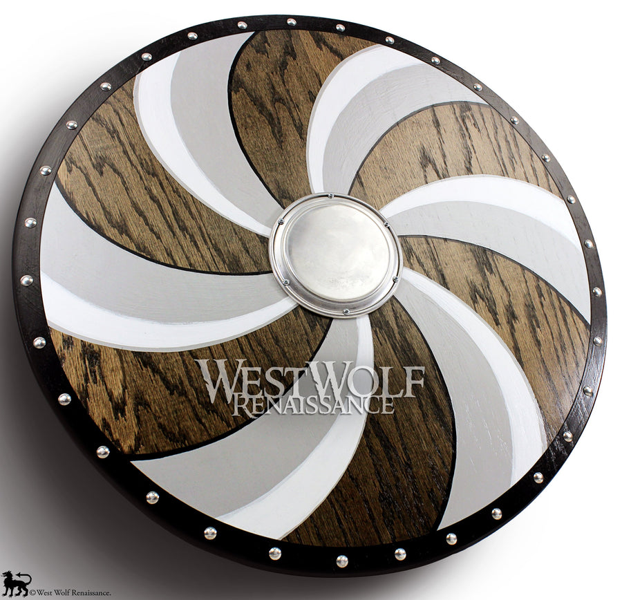 Viking Spiral Shield - Solid Oak Wood