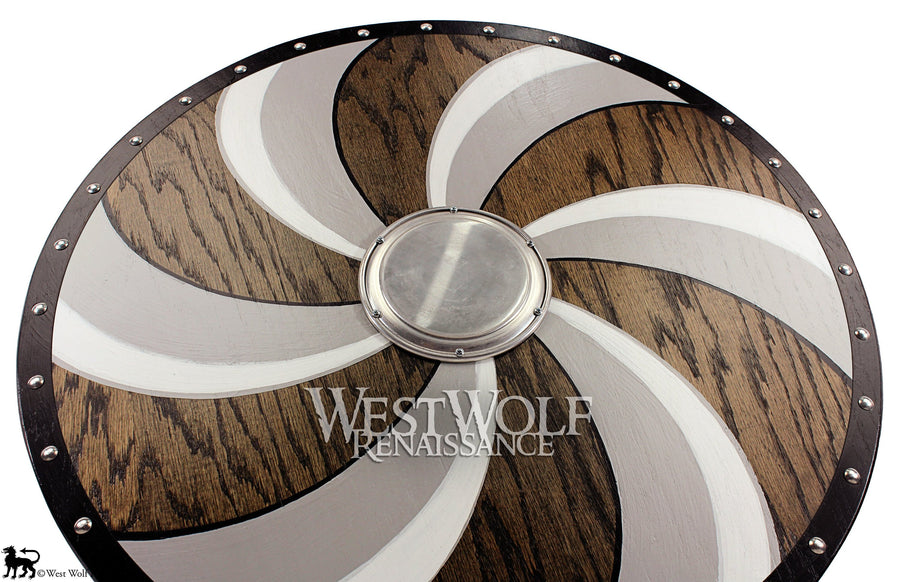Viking Spiral Shield - Solid Oak Wood