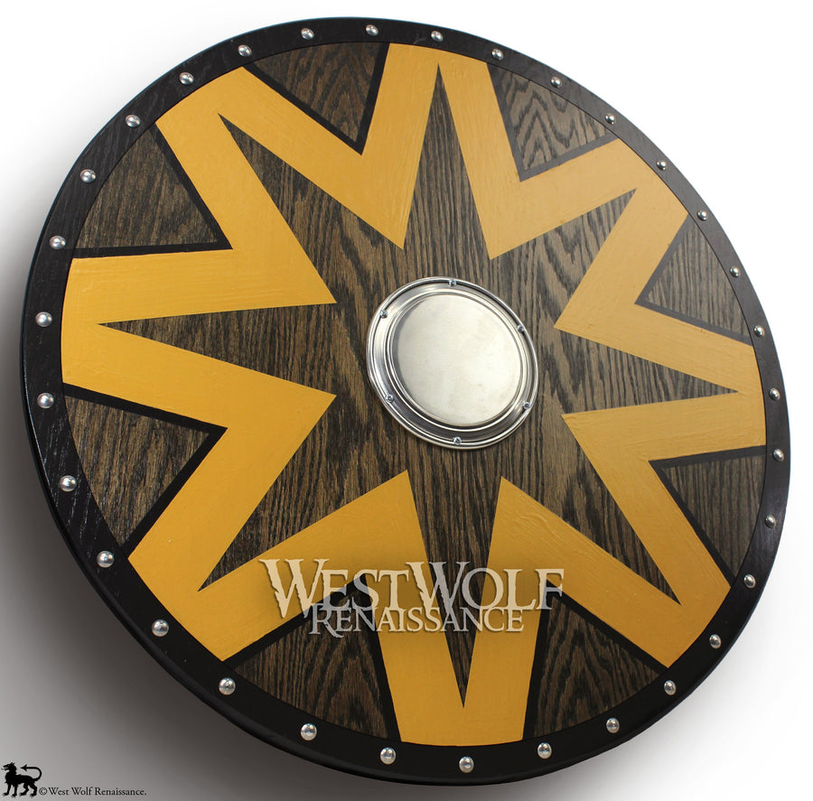 Solid Oak Viking Star Design Shield