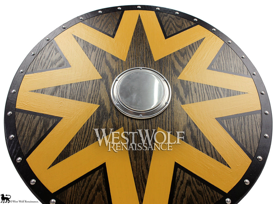 Solid Oak Viking Star Design Shield