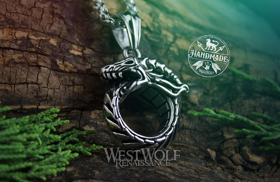 Ouroboros Dragon or Sea-Serpent Pendant