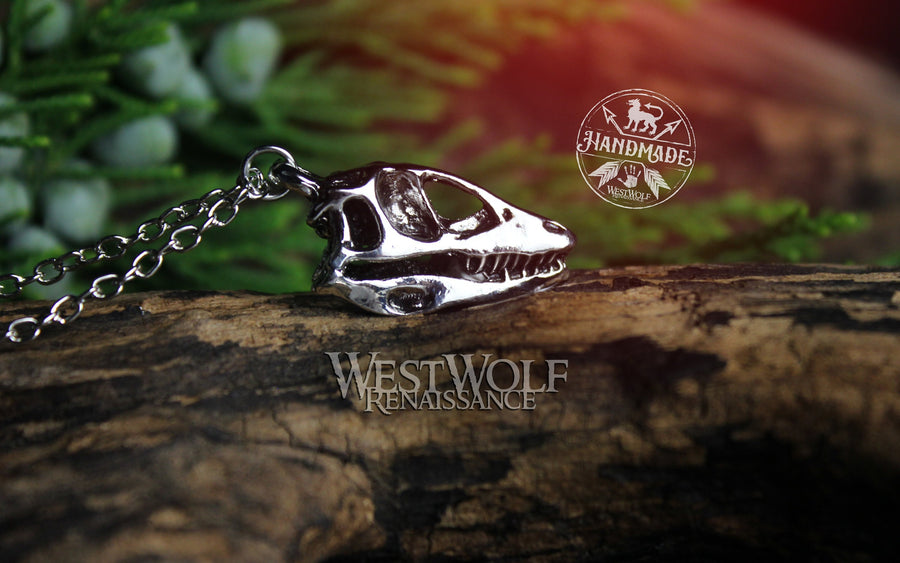 Dinosaur or Dragon Skull Pendant with 18 inch Chain - Stainless Steel