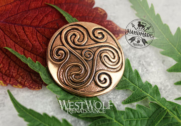 Celtic Triskelion or Triskele Pendant in Solid Bronze