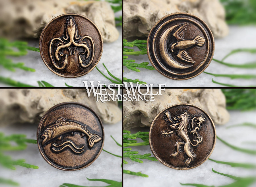 Game of Thrones House Sigil Pin - Silver or Bronze Finish