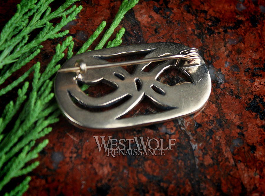 Viking Odin's Ravens Brooch - Hugin and Munin Infinity Symbol in Solid Bronze