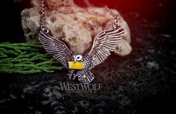 Messenger Owl Pendant with Yellow Enameled Letter