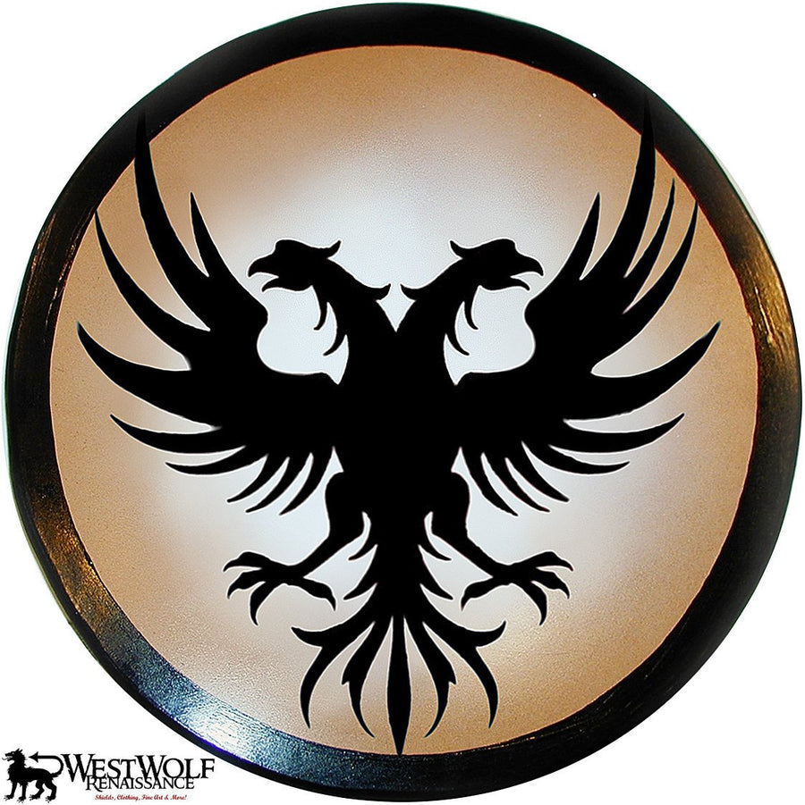 Round Wooden Twin Phoenix Shield