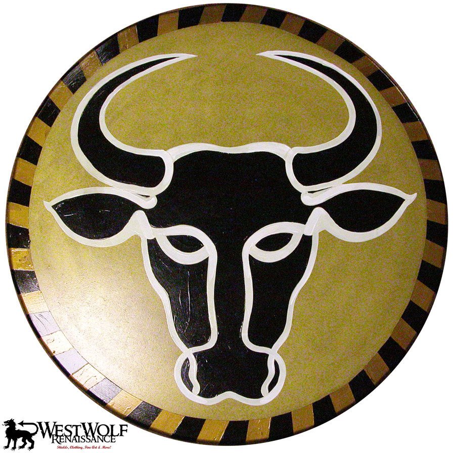 Round Greek Gold Bull Shield