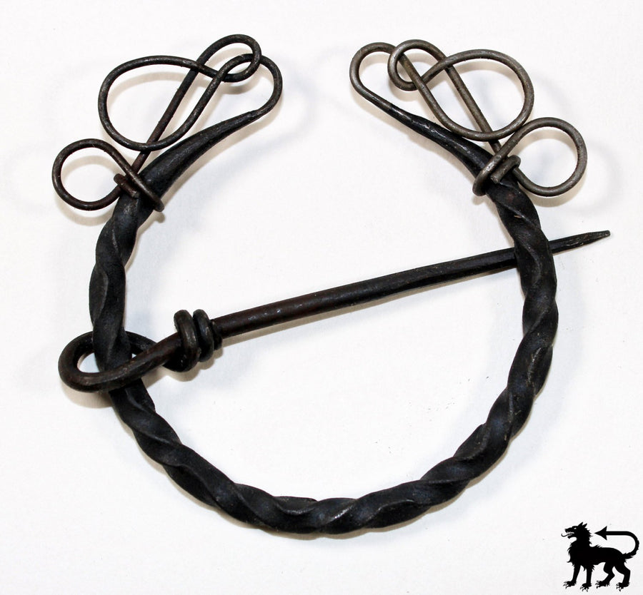 Hand-Forged Twisted Black Iron Brooch